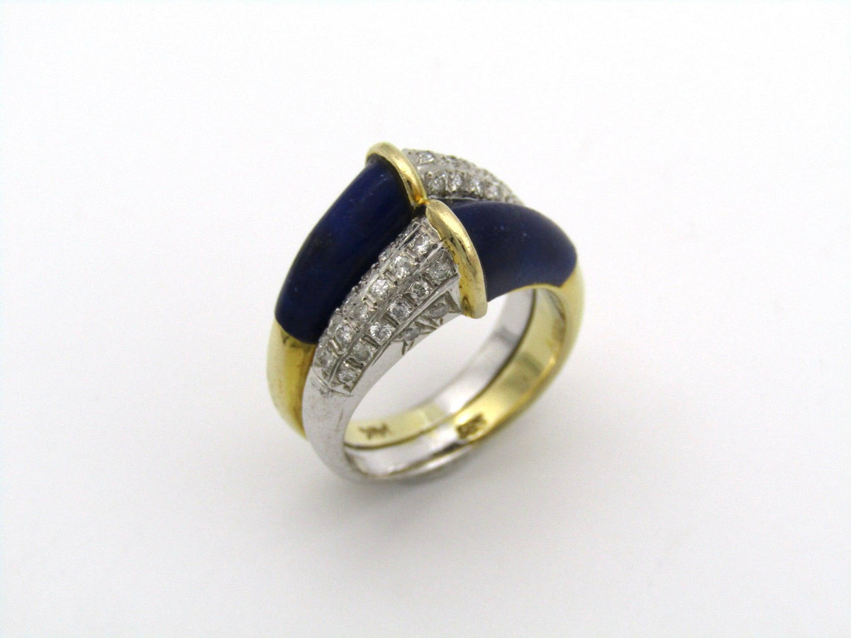 14K gold diamond and lazuli ring