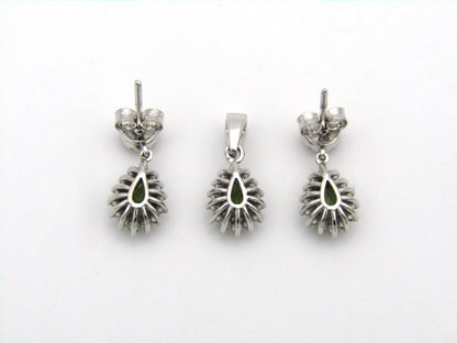 18K gold peridot and diamond earrings and pendant.