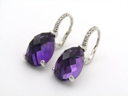 18K gold amethyst and diamond earrings.