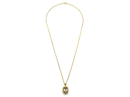 9K gold vintage topaz pendant with Italian chain.