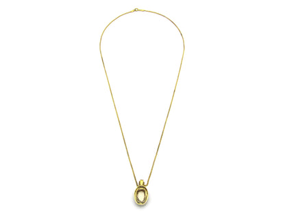 9K gold vintage topaz pendant with Italian chain.