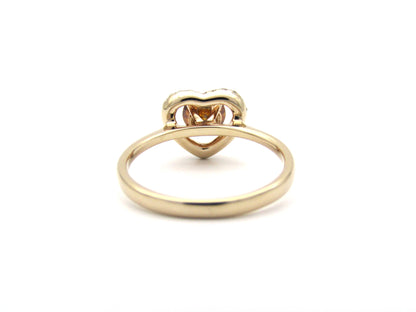 18K gold Orange diamond halo ring.