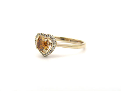 18K gold Orange diamond halo ring.
