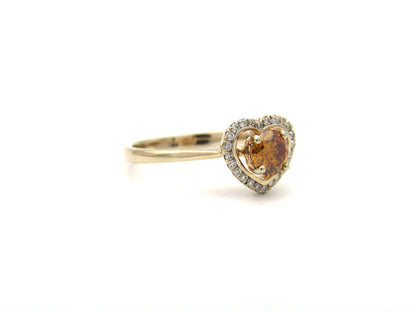 18K gold Orange diamond halo ring.