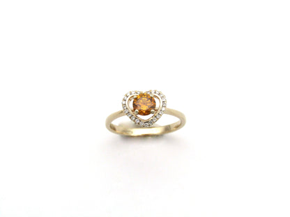 18K gold Orange diamond halo ring.