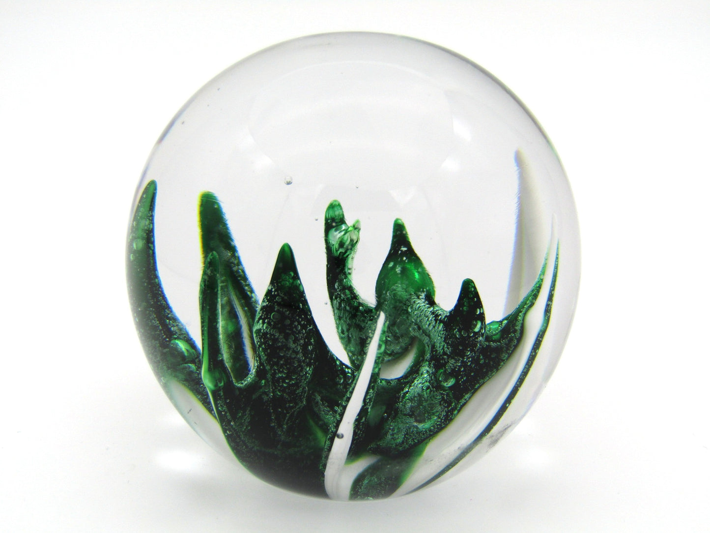 Wedgwood Green & White Art Glass paperweight, Circa 1970's.