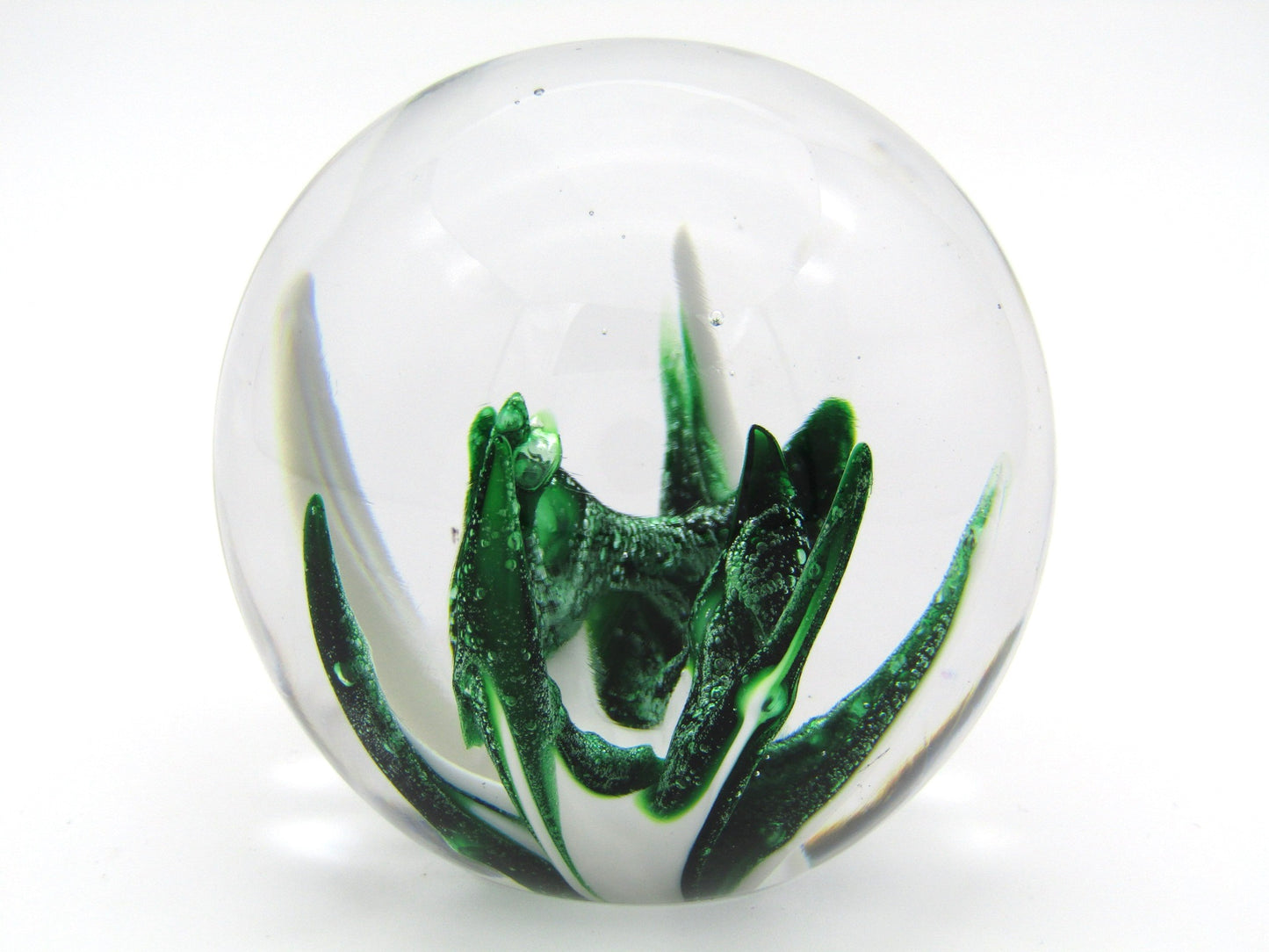 Wedgwood Green & White Art Glass paperweight, Circa 1970's.