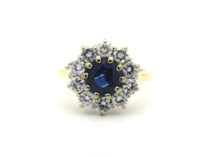 18K gold sapphire and diamond ring, London, 1995.