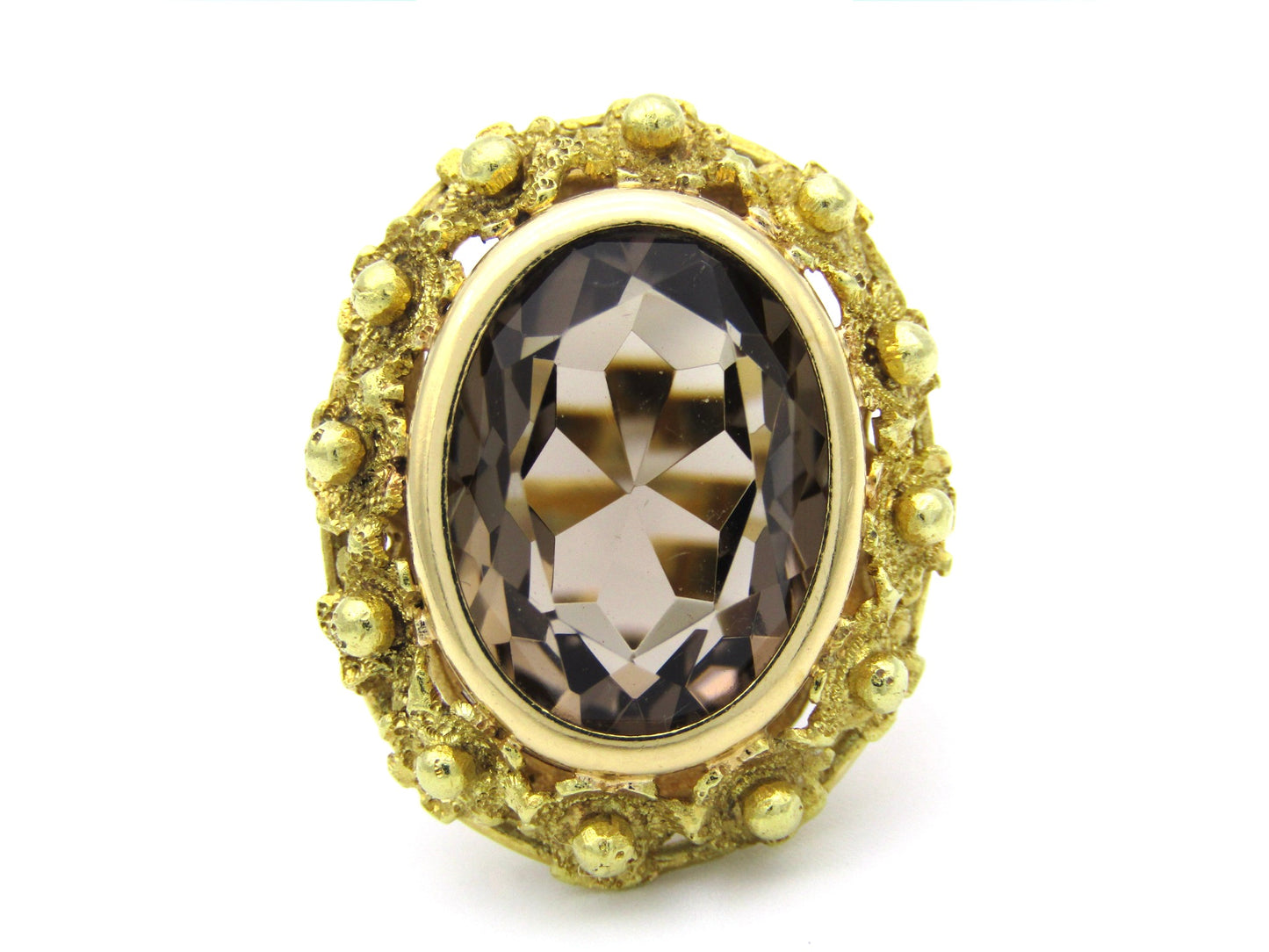 18K gold Italian smoky quartz ring.