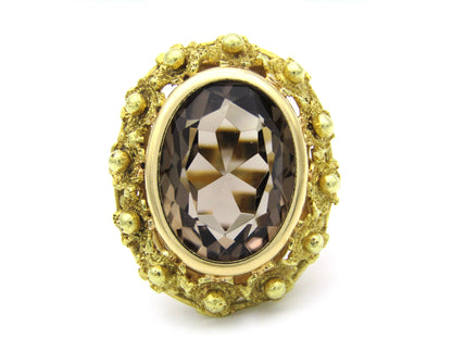 18K gold Italian smoky quartz ring.