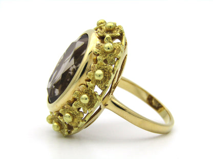 18K gold Italian smoky quartz ring.