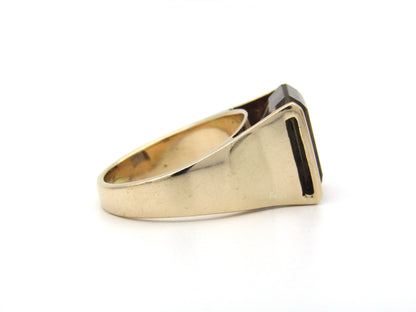 9K gold smoky quartz ring, circa 1970's.