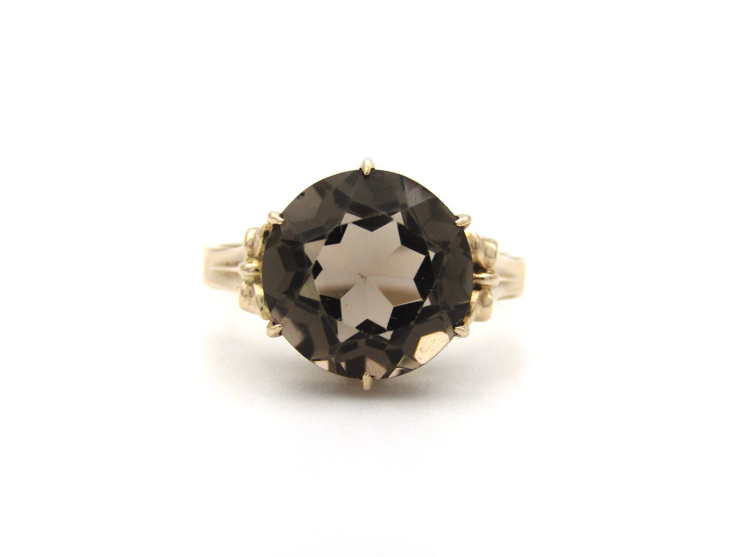 9K gold smoky quartz ring, circa 1970's.
