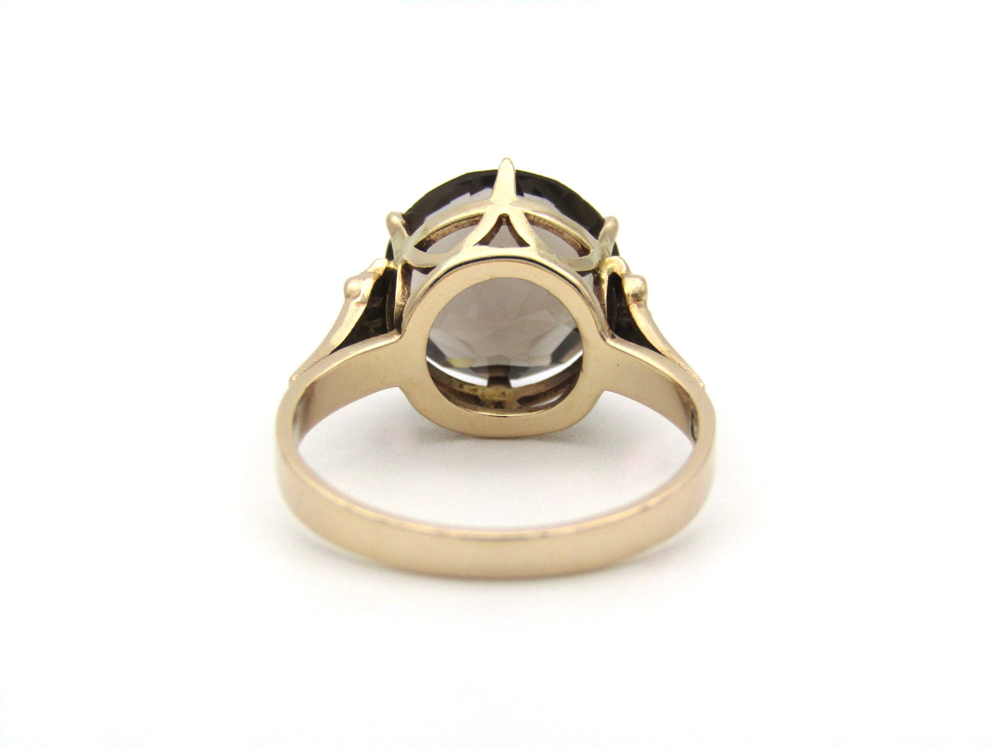 9K gold smoky quartz ring, circa 1970's.