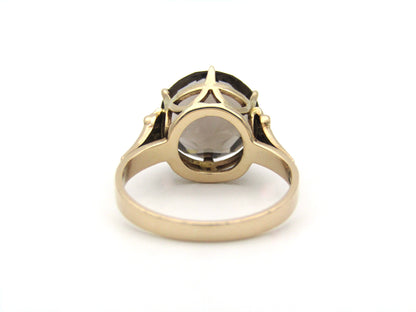 9K gold smoky quartz ring, circa 1970's.