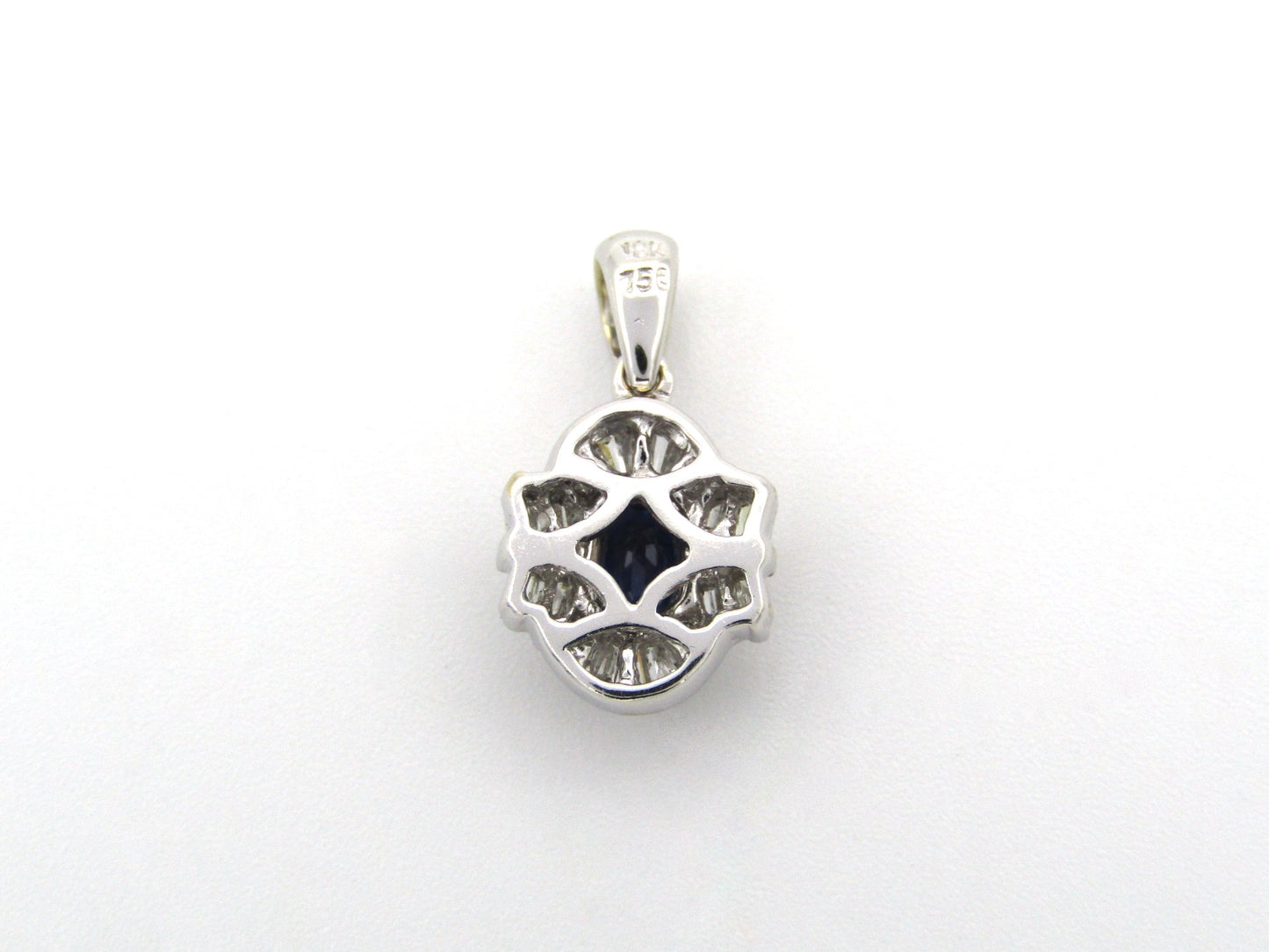 18K gold sapphire and diamond pendant.
