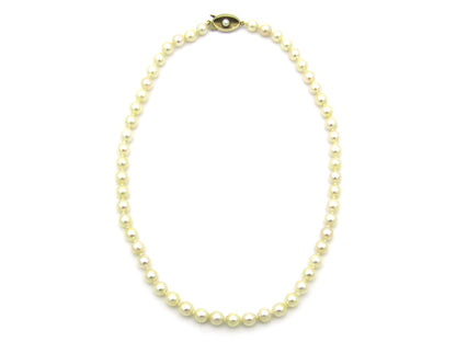 Akoya cultured pearl choker with 9K gold clasp, circa 1950's.