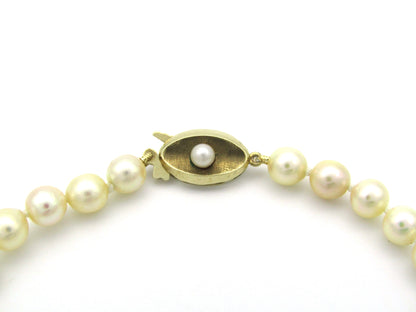 Akoya cultured pearl choker with 9K gold clasp, circa 1950's.