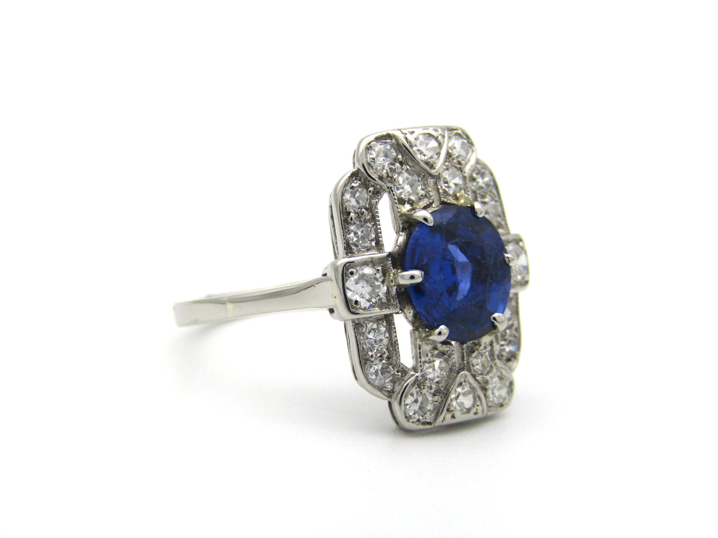 Platinum Art Deco sapphire and diamond ring.