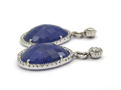 18K gold tanzanite and diamond drop earrings by Jack Friedman.