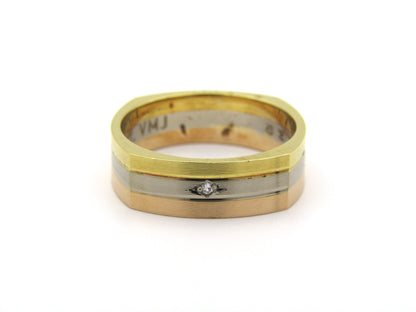 18K tri-colour gold diamond ring, circa 1970's.