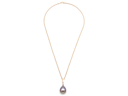 9K gold freshwater pearl and diamond pendant with 18K gold chain.