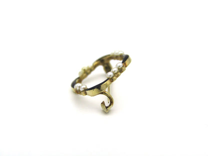 14K gold enamel and seed pearl Edwardian brooch, circa 1900's.