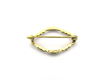 14K gold enamel and seed pearl Edwardian brooch, circa 1900's.