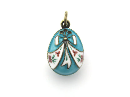 Russian silver enamel egg pendant, circa 1960's