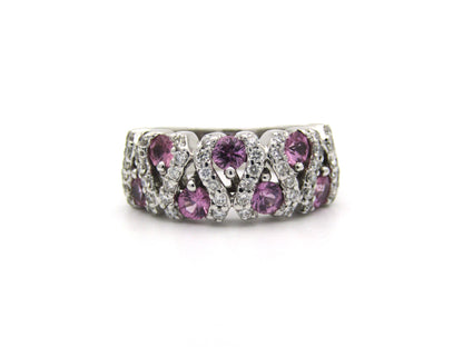 18K gold pink sapphire and diamond ring.