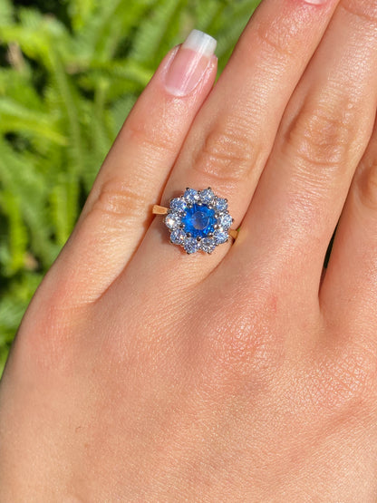 18K gold sapphire and diamond ring, London, 1995.