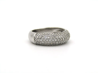 18K gold pavé diamond bombe ring.
