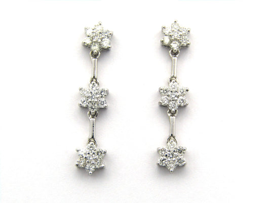 18K Gold diamond flower drop earrings by Browns