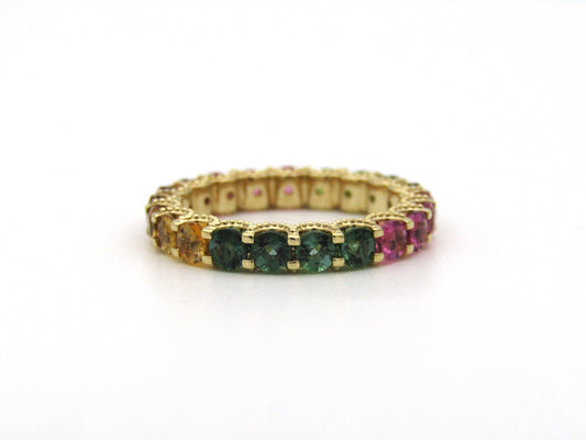 14K gold tourmaline eternity ring.