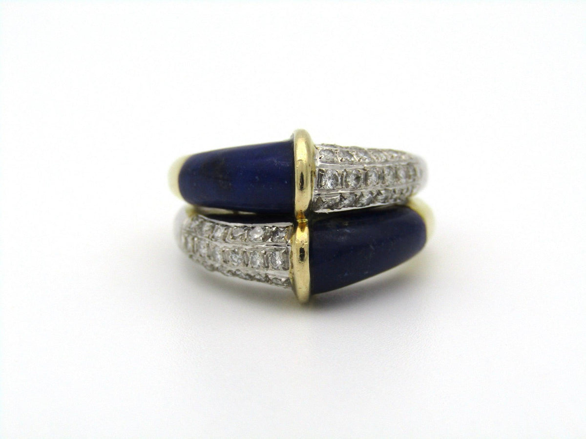 14K gold diamond and lazuli ring