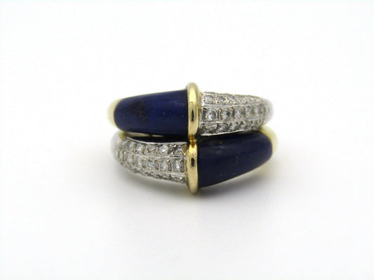 14K gold diamond and lazuli ring