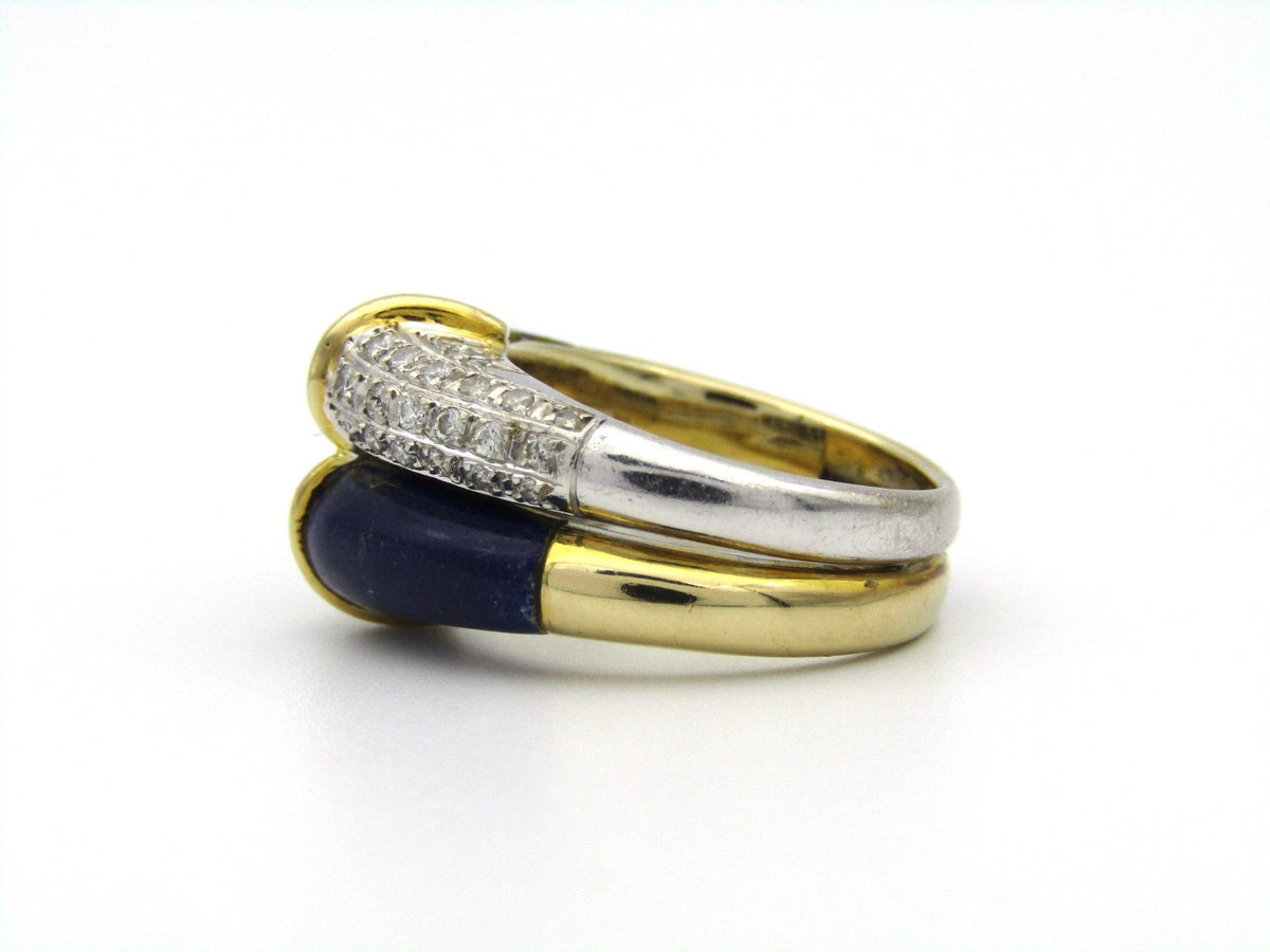 14K gold diamond and lazuli ring