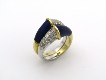 14K gold diamond and lazuli ring