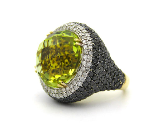 8K gold citrine and diamond cocktail ring