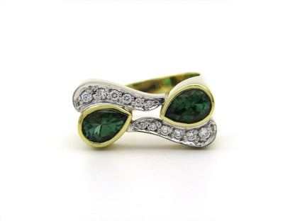 18K gold, green tourmaline and diamond ring by Uwe Koetter, circa 1990