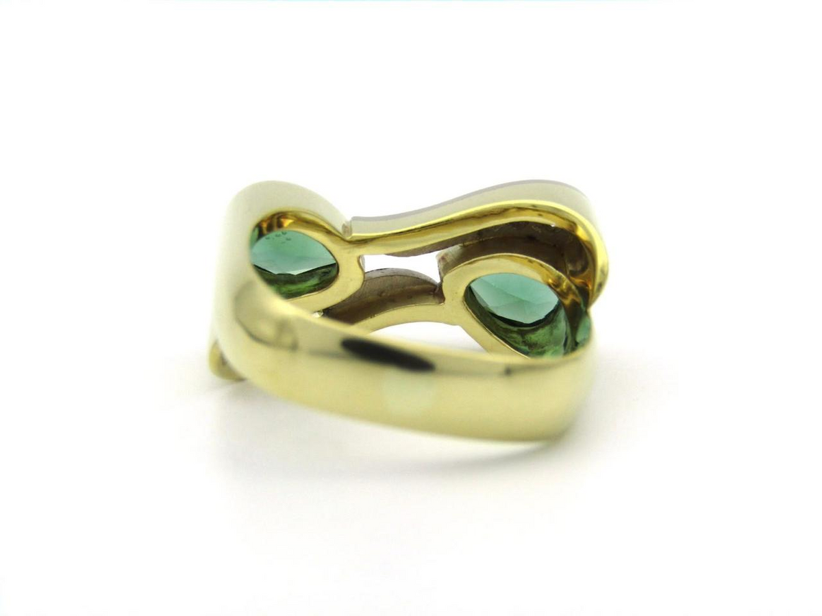 18K gold, green tourmaline and diamond ring by Uwe Koetter, circa 1990