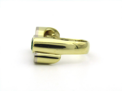 18K gold, green tourmaline and diamond ring by Uwe Koetter, circa 1990
