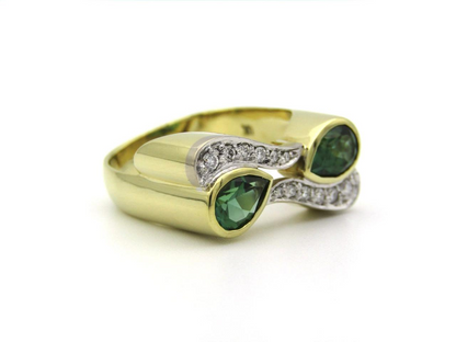 18K gold, green tourmaline and diamond ring by Uwe Koetter, circa 1990