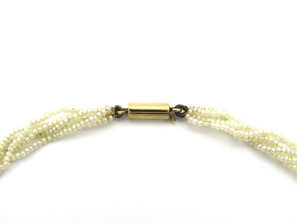 9K gold 5-strand seed pearl necklace, circa 1880