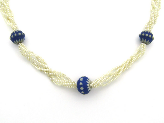 9K gold 5-strand seed pearl necklace, circa 1880