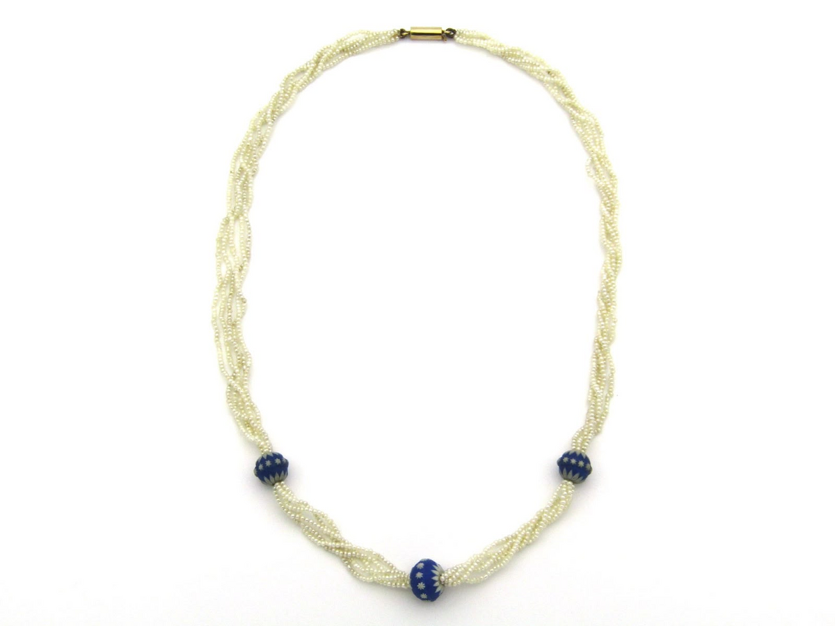 9K gold 5-strand seed pearl necklace, circa 1880