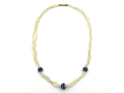 9K gold 5-strand seed pearl necklace, circa 1880