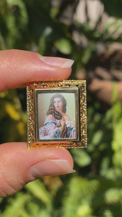 18K gold handpainted miniature necklace or bracelet of Varvara Rimskaya-Korsakova, circa 1980's.
