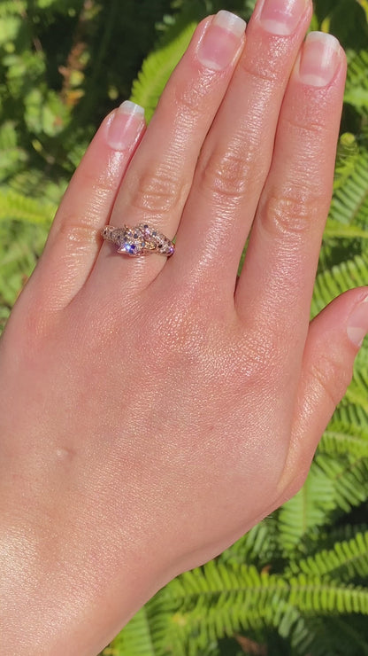18K gold ruby and diamond leopard ring.