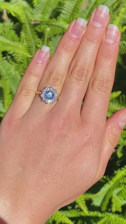 18K gold sapphire and diamond ring, London, 1995.